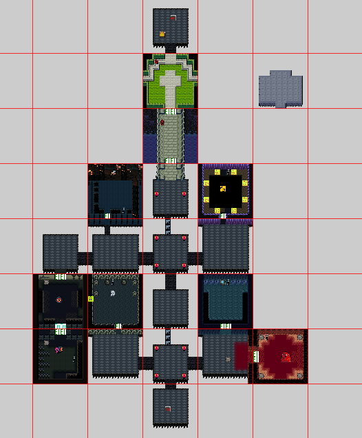 A screenshot of the boss rush map, in the DAME level editor.